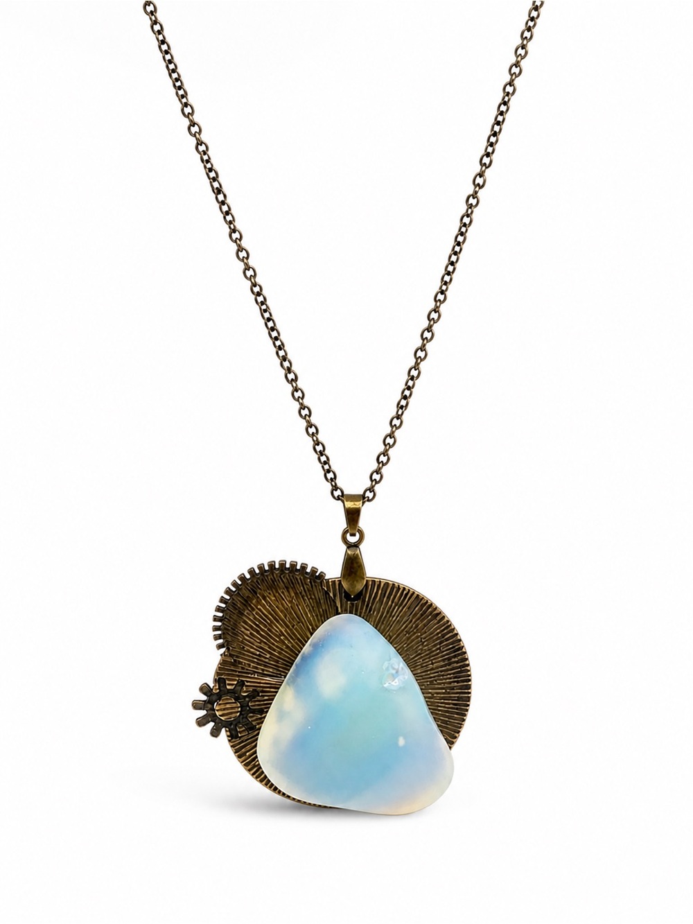 Handmade Gemstone Jewelry Opalite Pendant Necklace Boho Beach Style